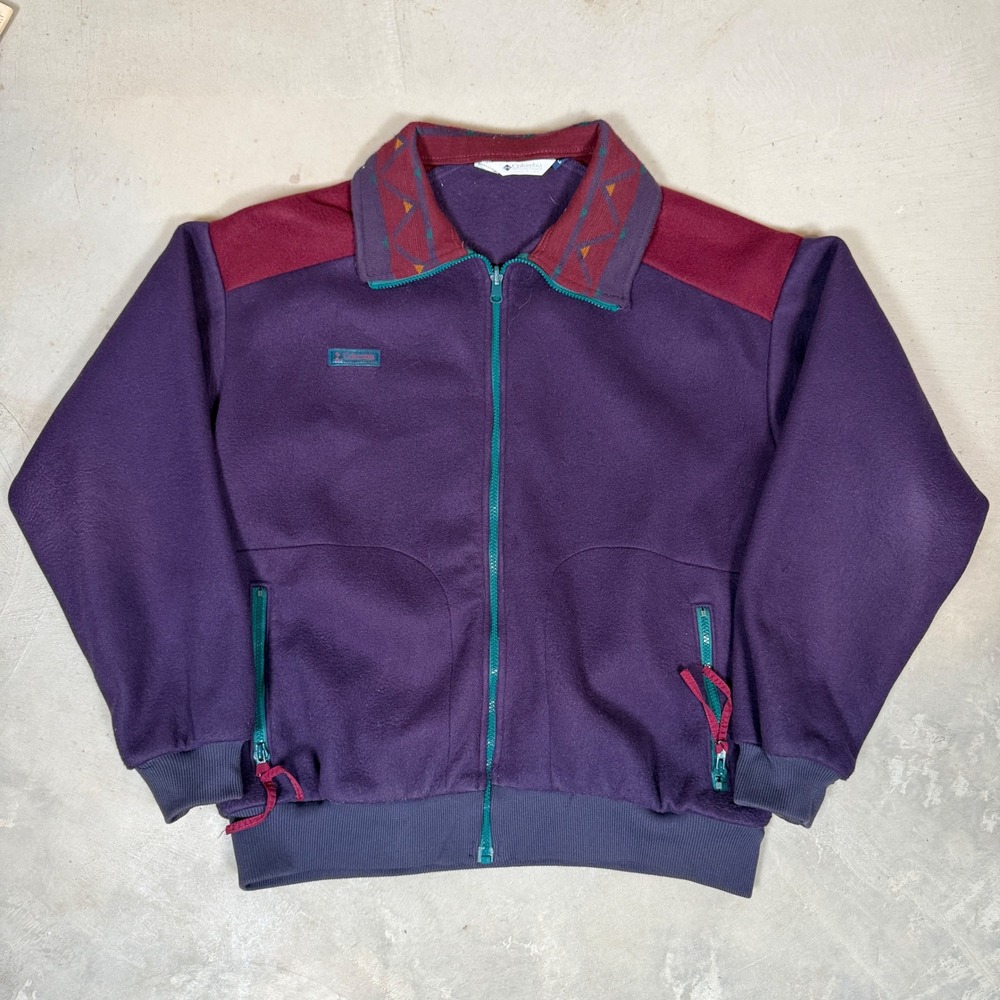Vintage Columbia Sportswear Fleece Jacket Mens Large Purple Full Zip Made in USA